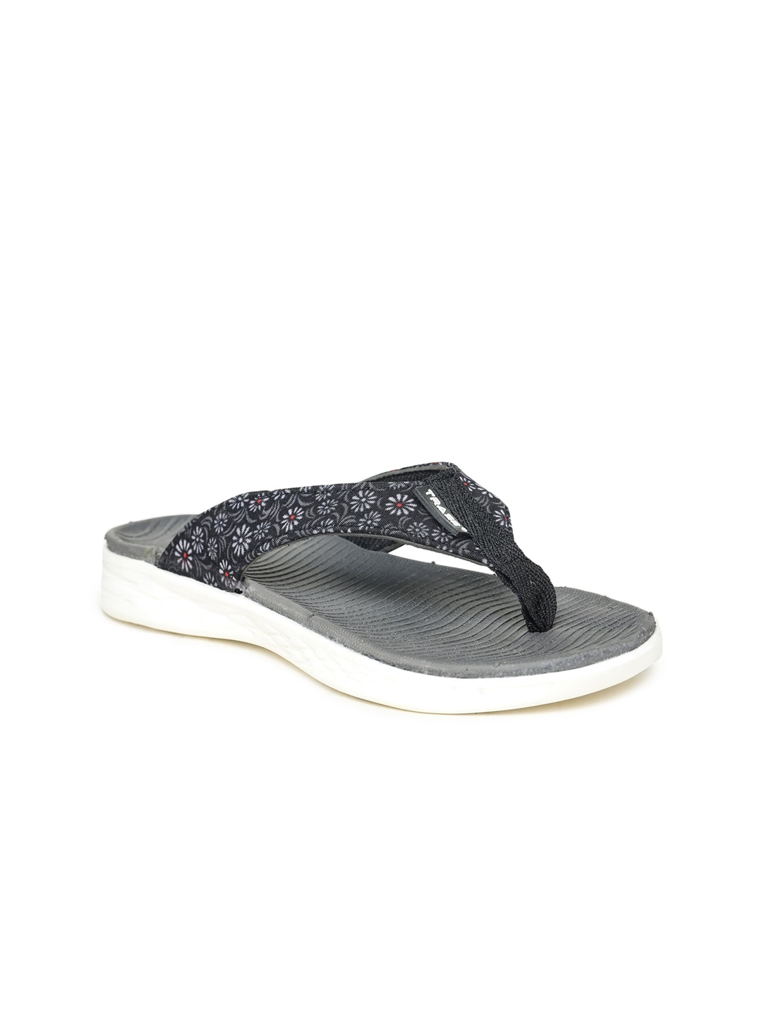 

TRASE Women Black & Grey Printed Open Toe Flats
