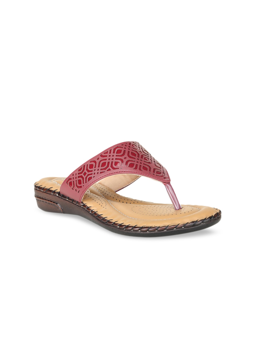 

TRASE Women Red Open Toe Flats with Laser Cuts