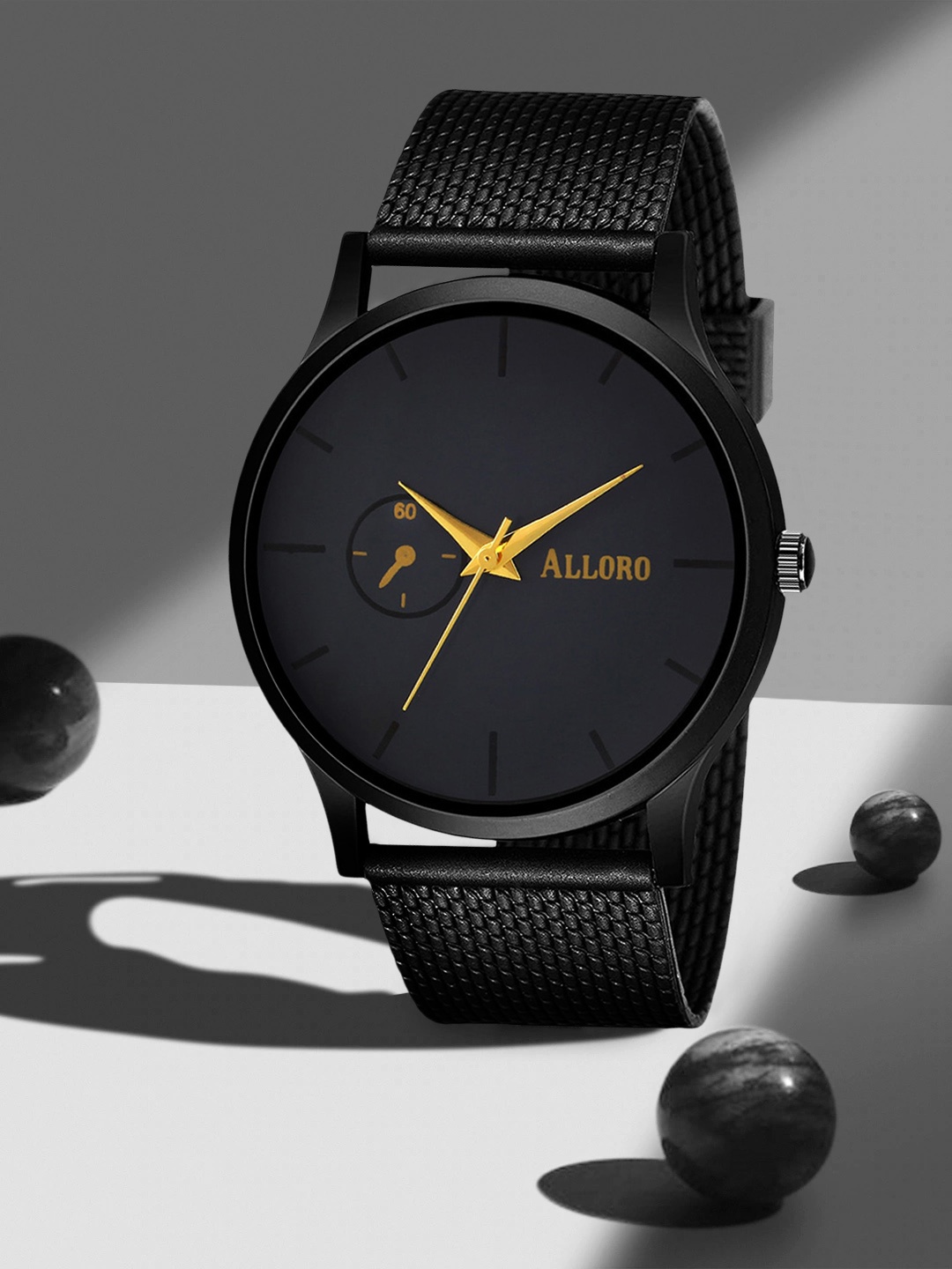 

ALLORO Men Black Dial & Black Straps Analogue Watch