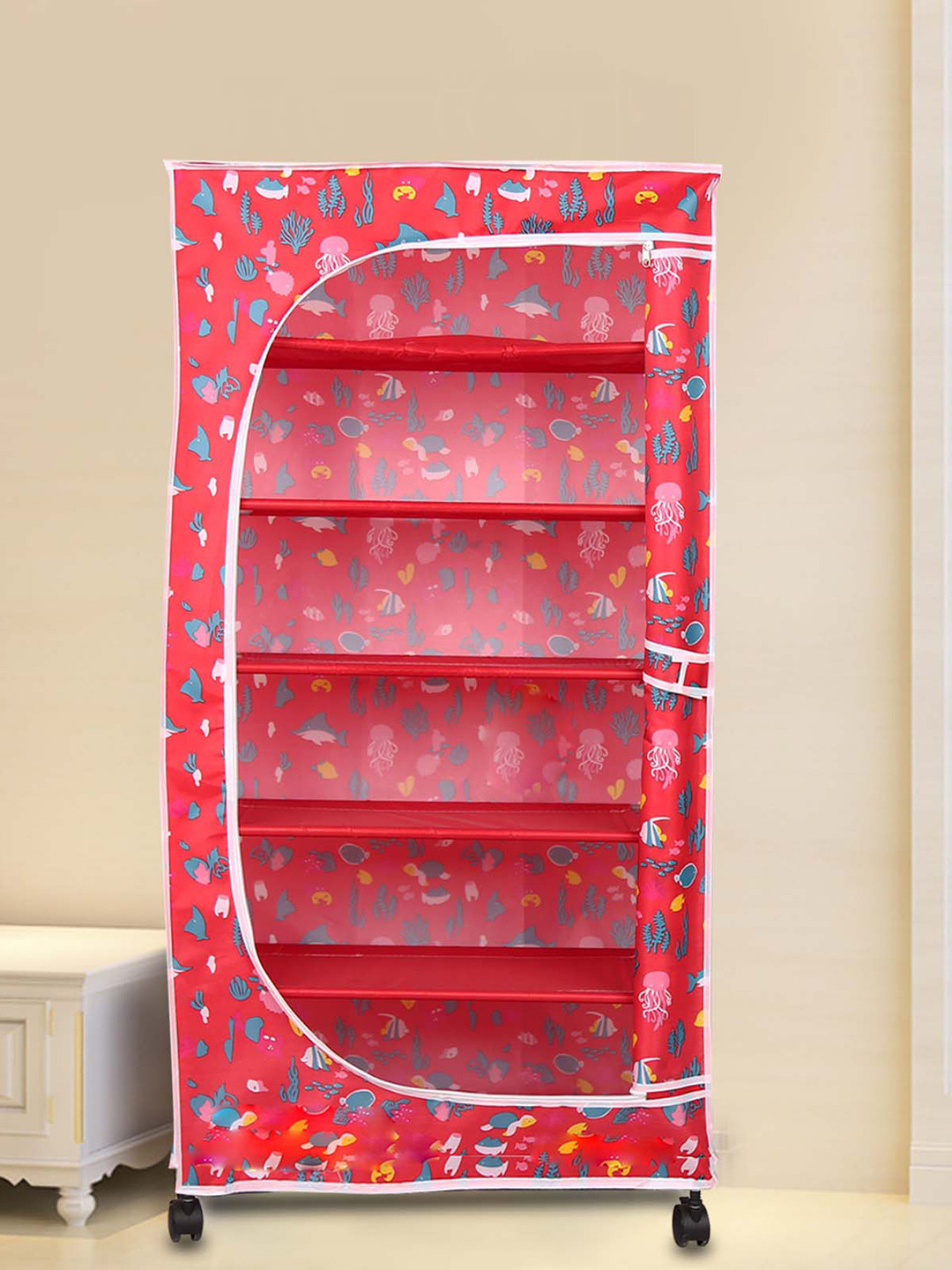 

Sasimo Red & Blue Printed Wardrobe Organiser