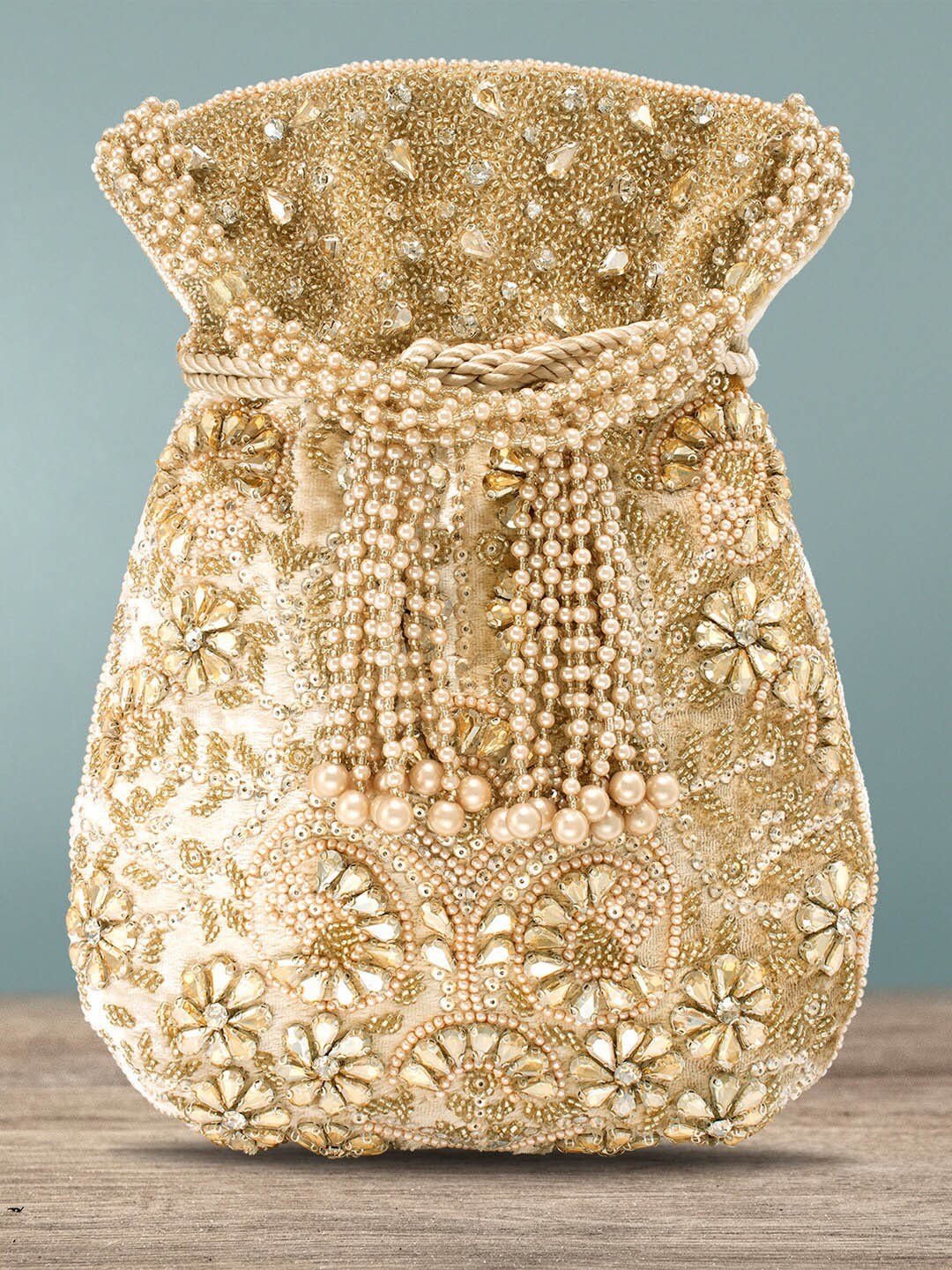 

Peora Gold-Toned Embellished Potli Clutch