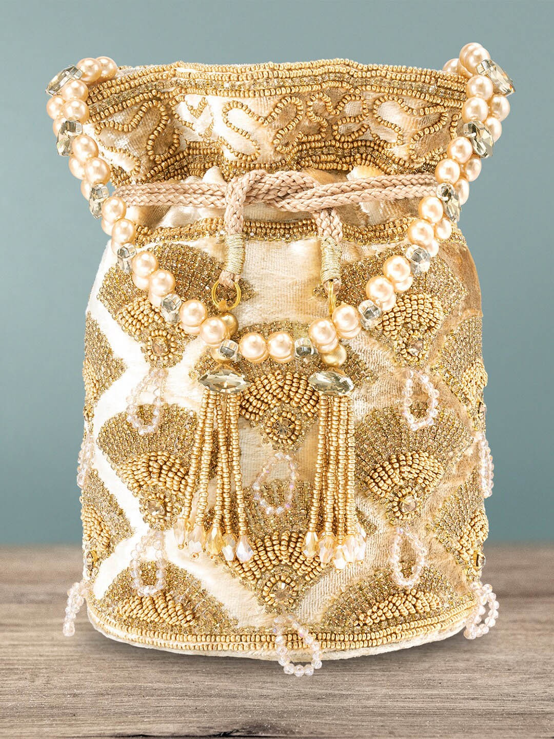 

Peora Gold-Toned Embellished Potli Clutch