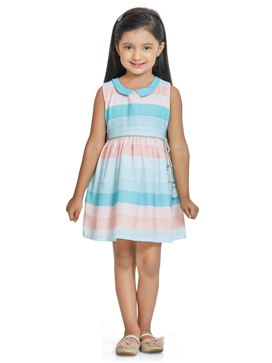 

Peppermint Green Striped Peter Pan Collar Cotton Dress