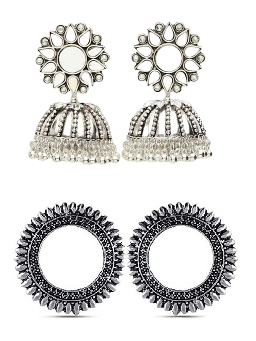 

Vembley Silver-Toned Contemporary Jhumkas Earrings