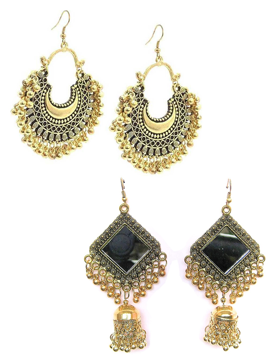 

Vembley Gold-Toned & Gold-Plated Contemporary Chandbalis Earrings Combo of 2