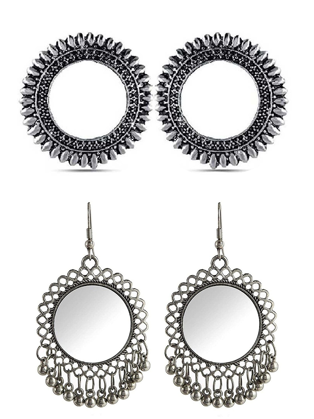 

Vembley Set of 2 Silver-Toned Contemporary Drop Earrings