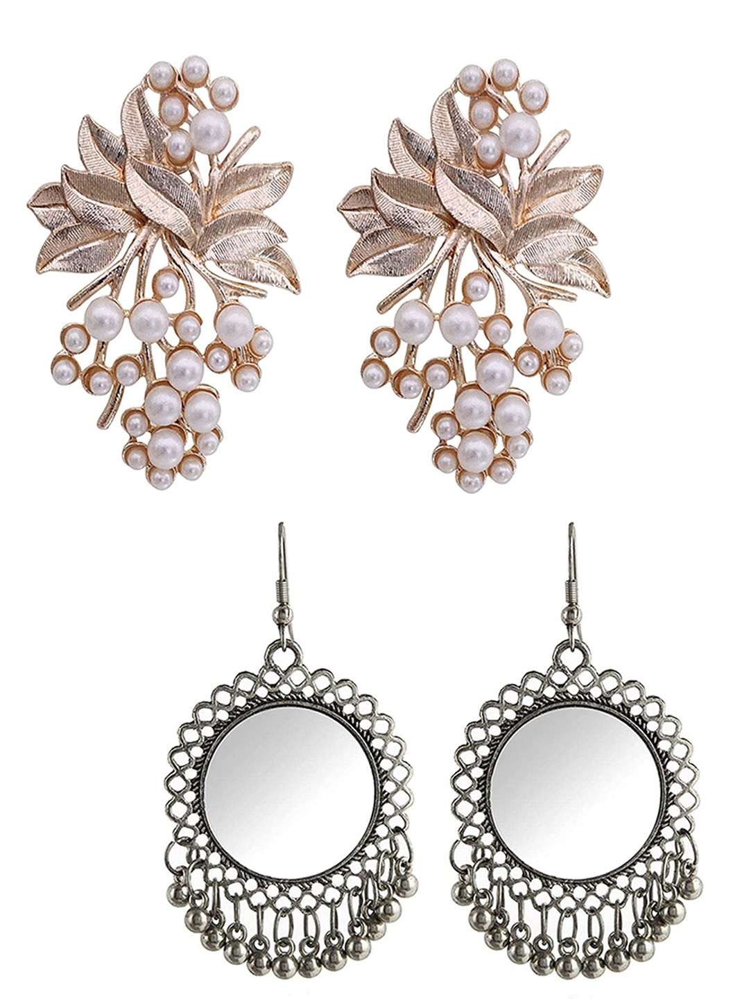 

Vembley Gold-Toned & Silver-Toned Contemporary Drop Earrings Combo of 2