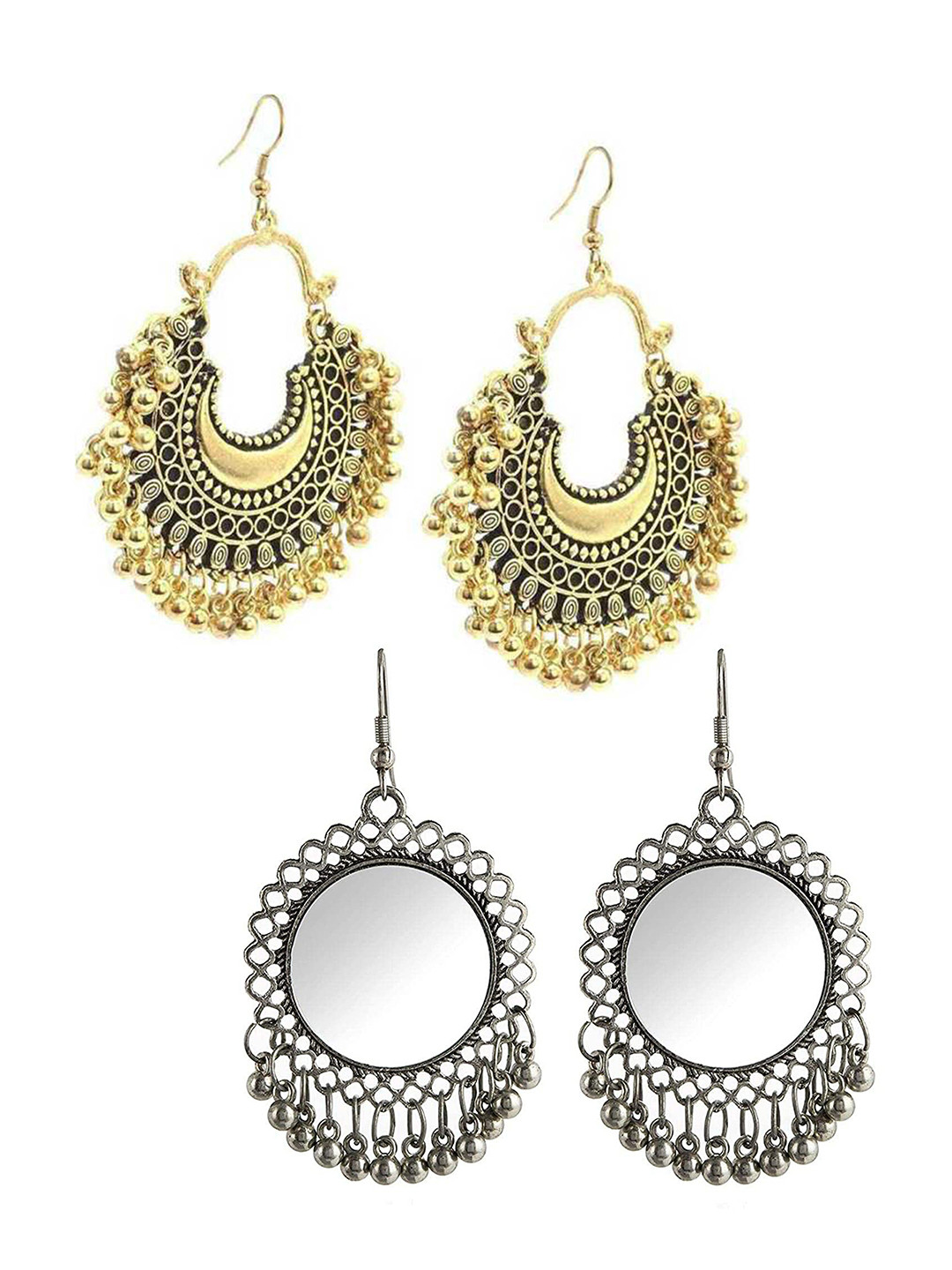 

Vembley Set Of 2 Gold-Toned Contemporary Chandbalis Earrings
