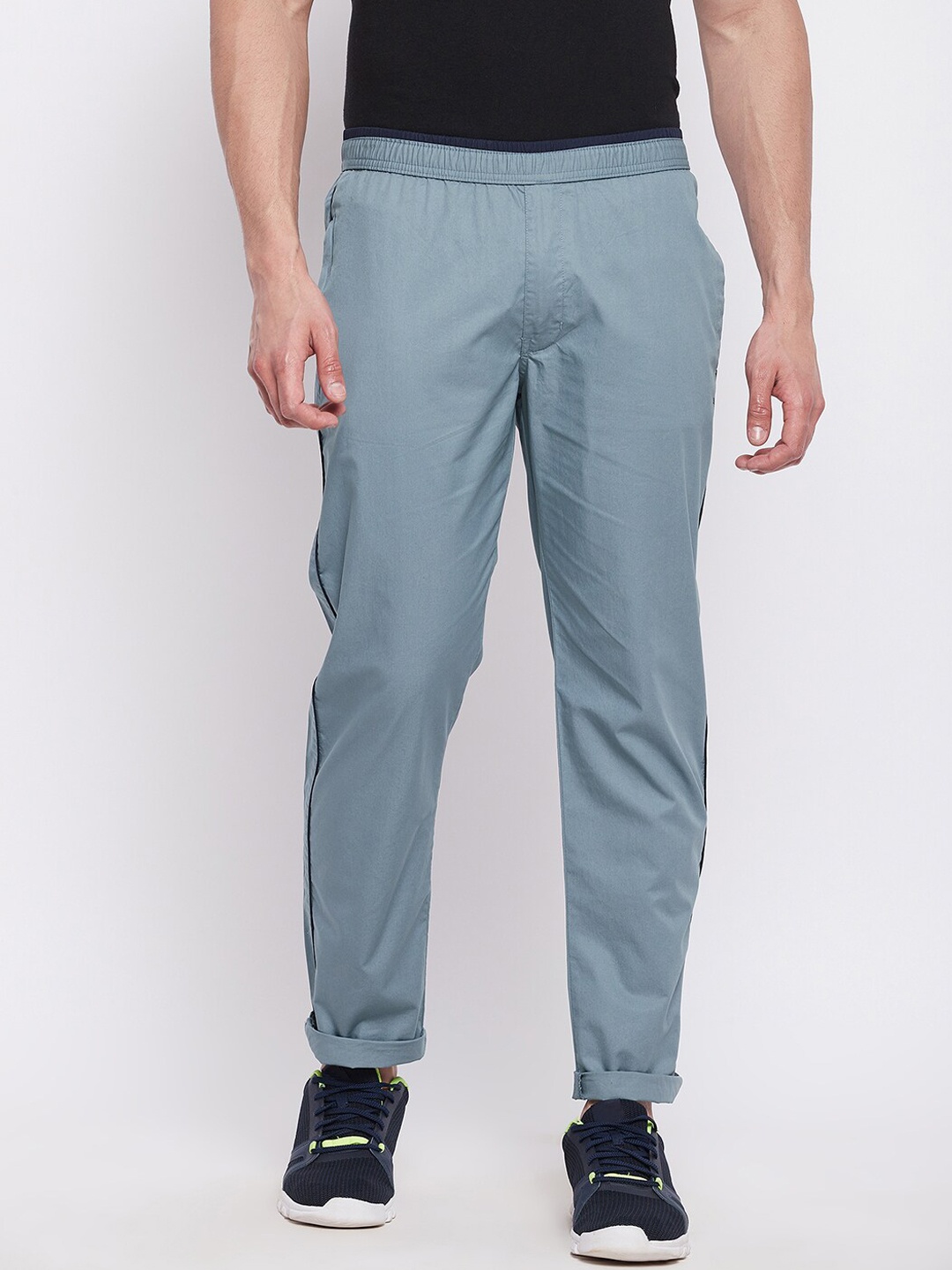 

Okane Men Blue Solid Cotton Track Pants