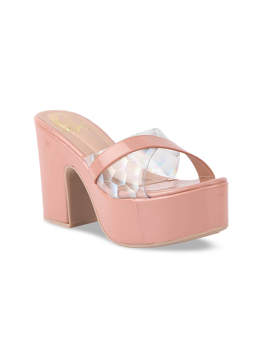 

Shoetopia Peach-Coloured Block Sandals