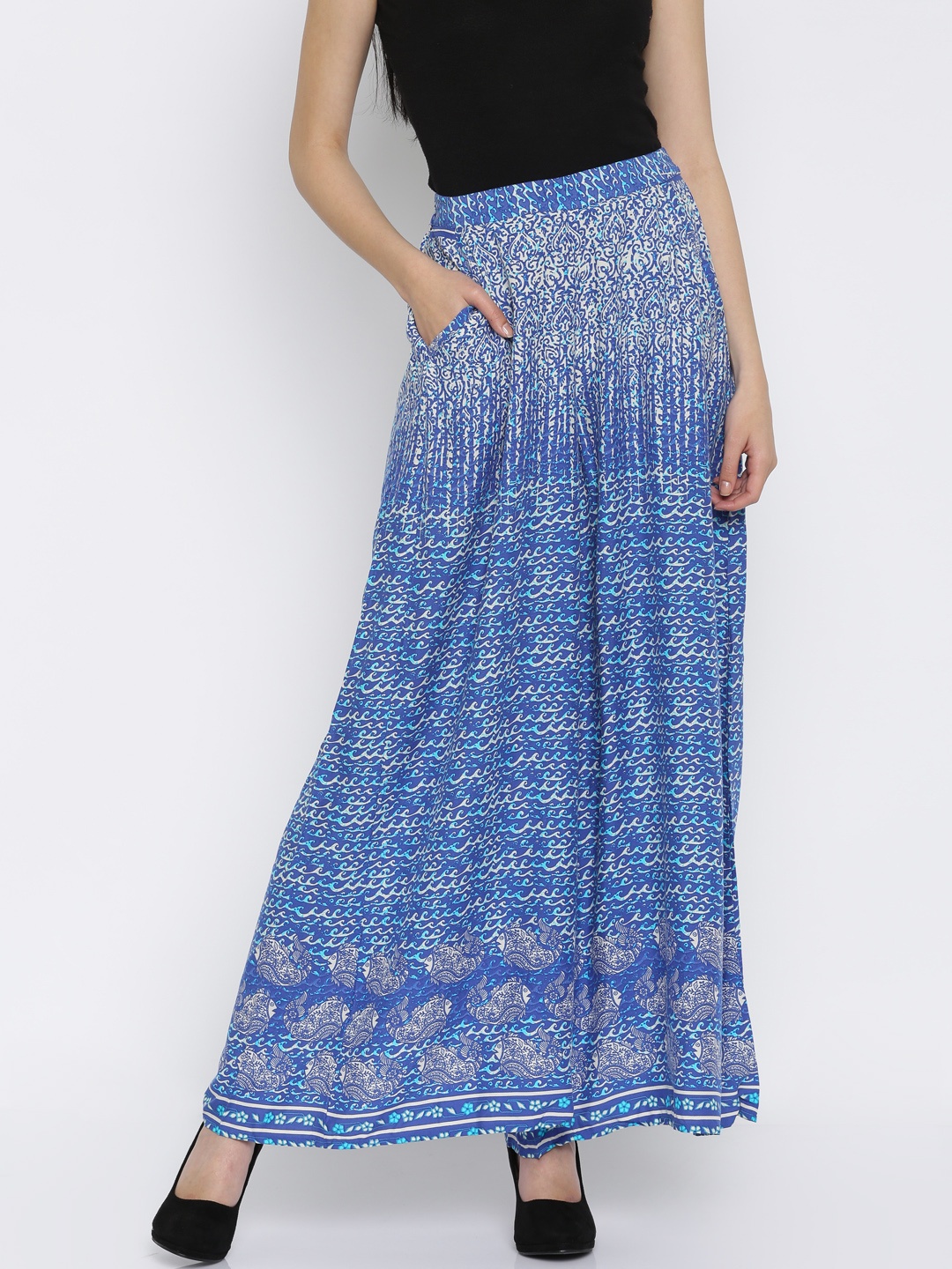 

Global Desi Blue Printed Palazzos