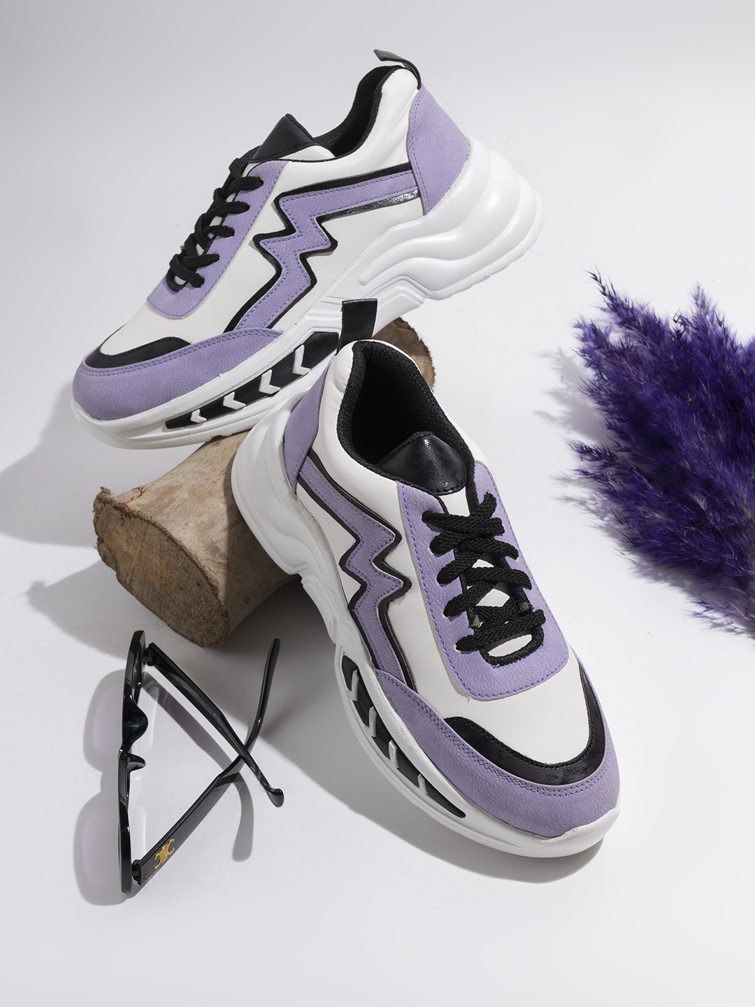 

Shoetopia Women Purple & White Colourblocked Running Shoes
