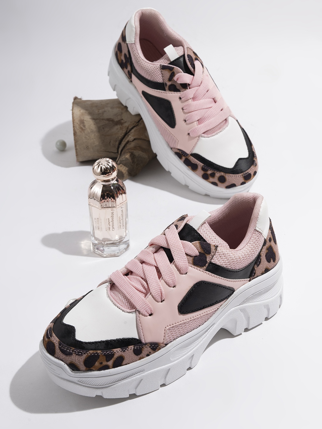 

Shoetopia Women Pink & Brown Animal Printed Walking Non-Marking Shoes