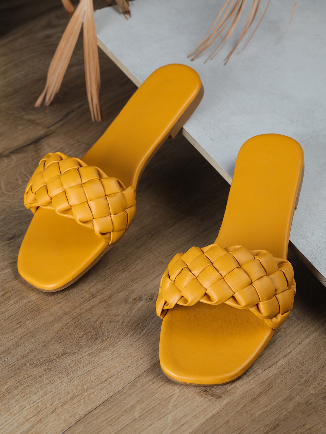 

HASTEN Women Yellow Open Toe Flats