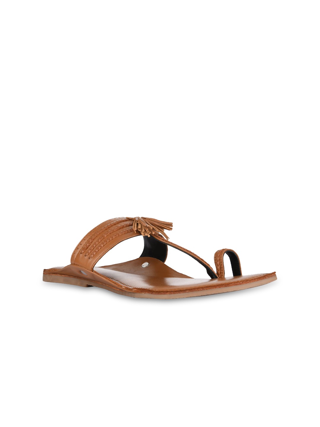 

SKO Men Tan Ethnic Leather Kolhapuri Comfort Sandals