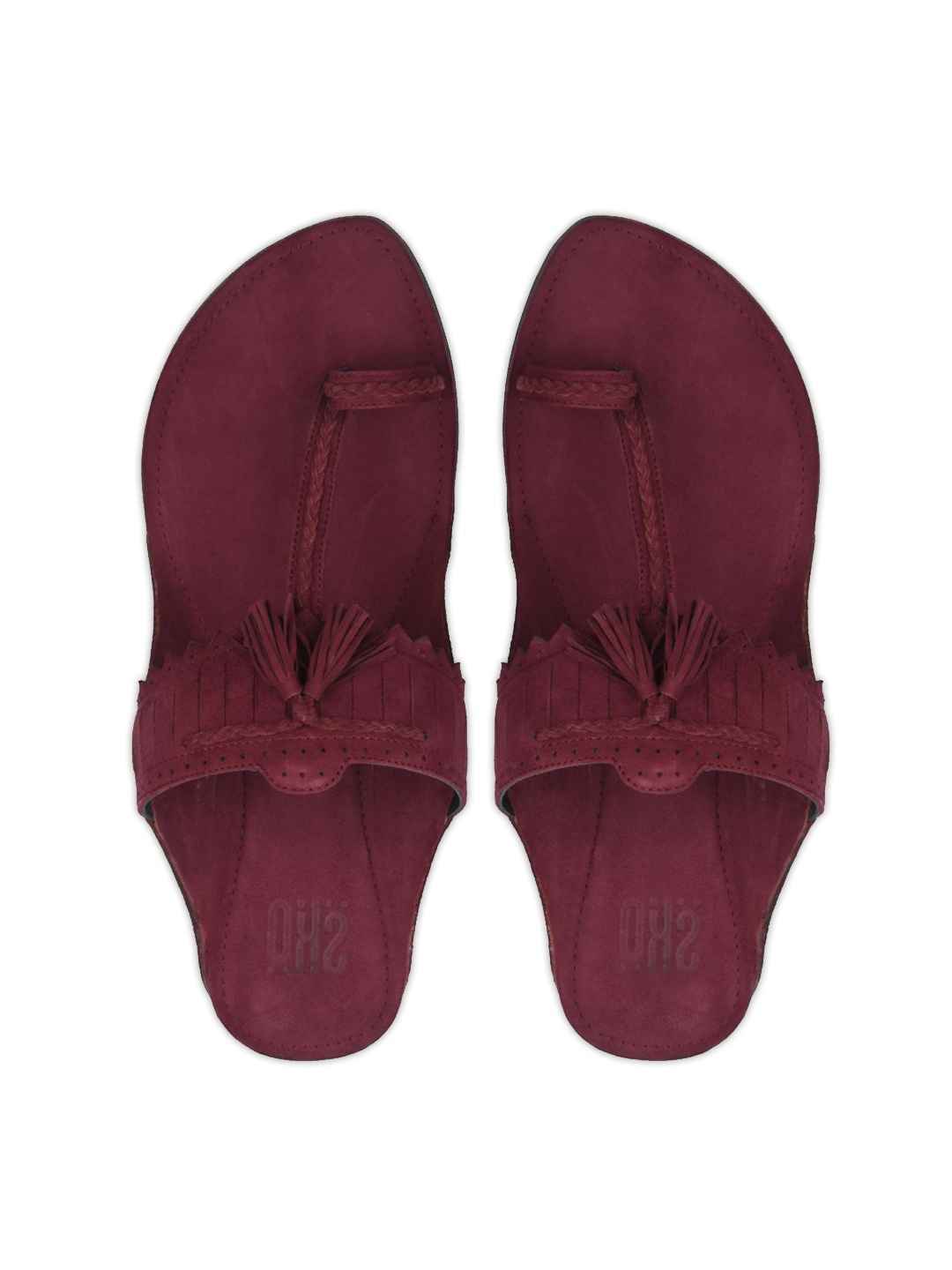 

SKO Men Maroon Ethnic Leather Comfort Sandals