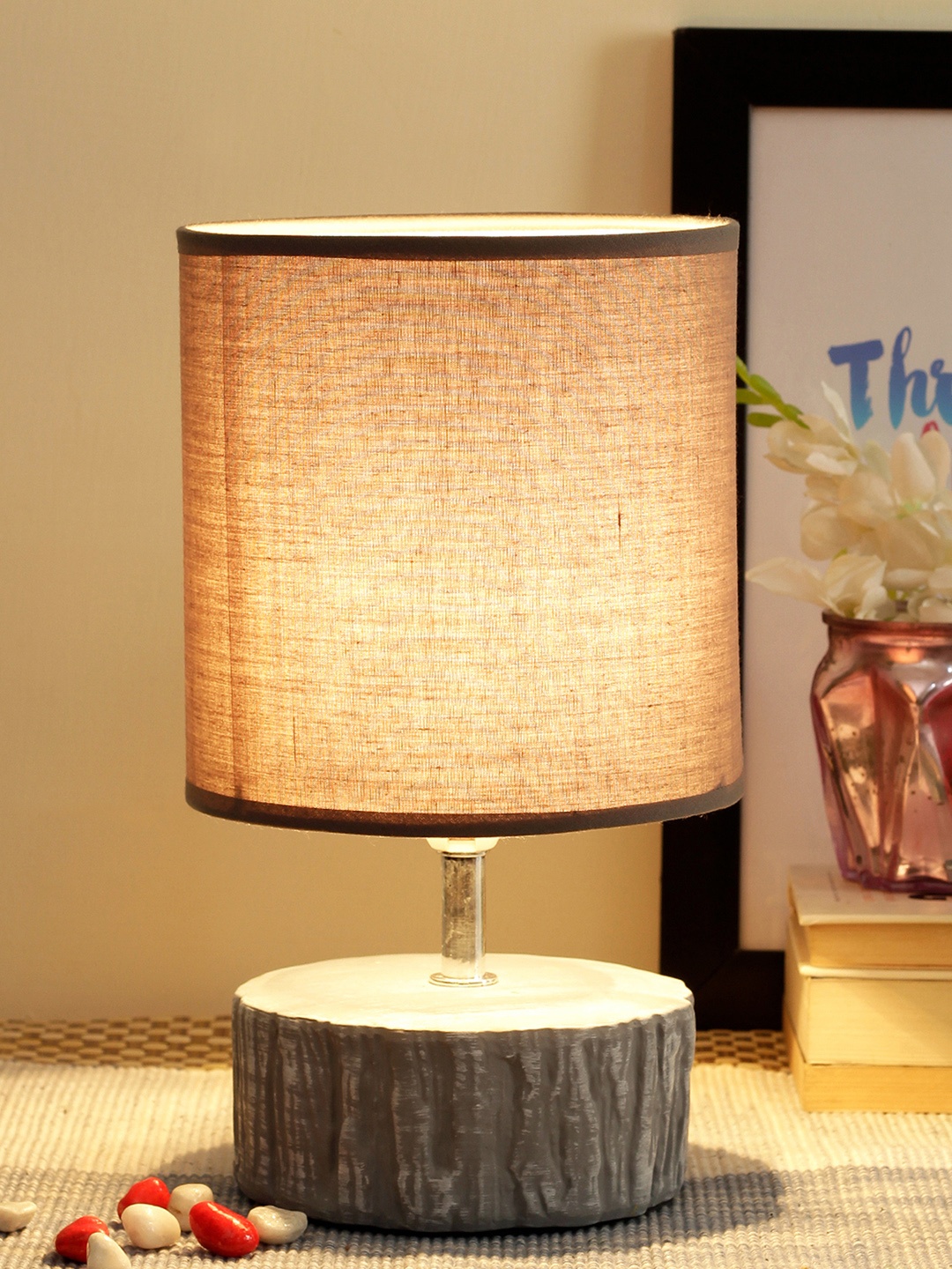 

TIED RIBBONS Taupe Ceramic Table Lamp with Shade