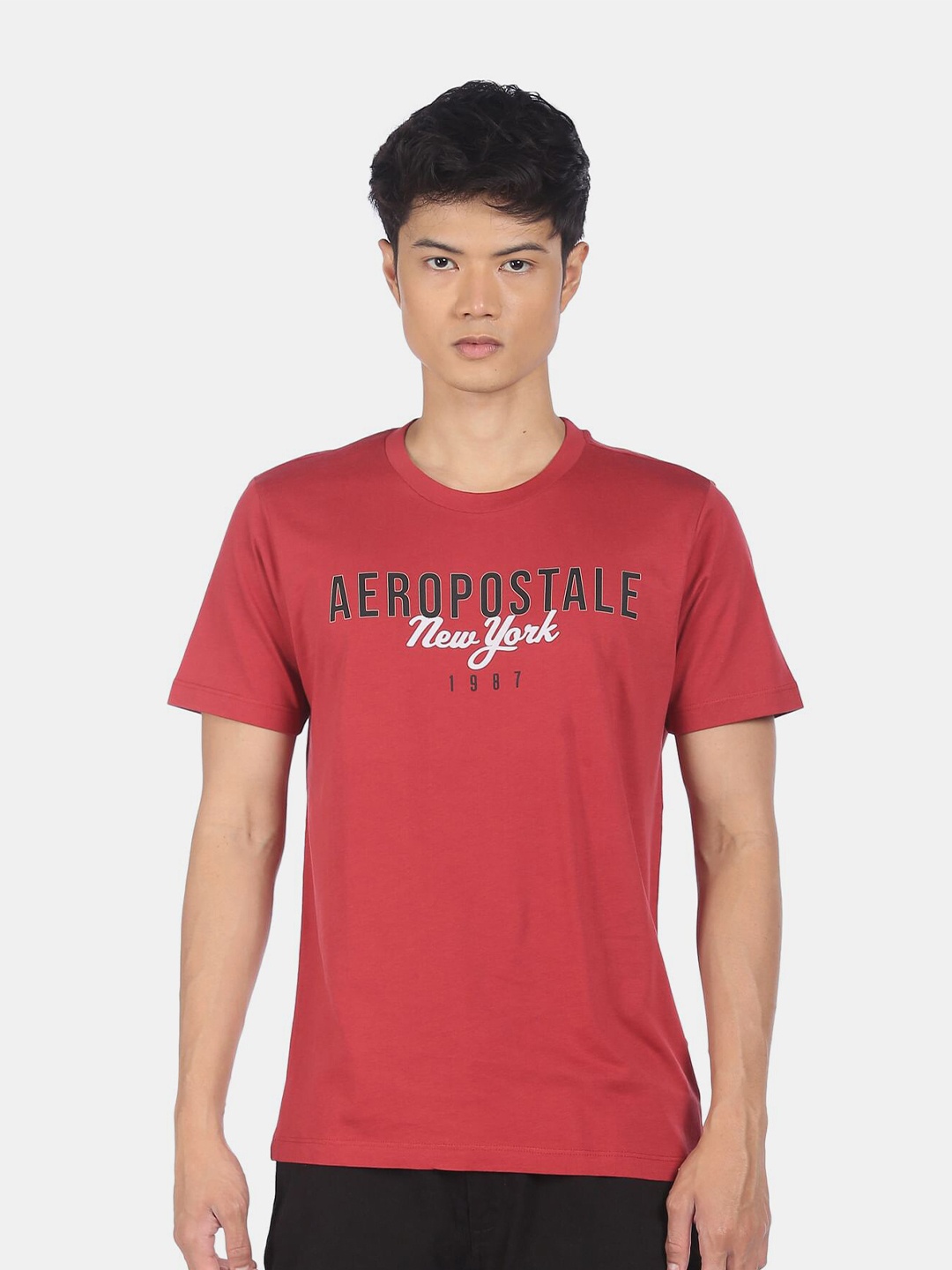 

Aeropostale Men Red Typography Printed Cotton T-shirt