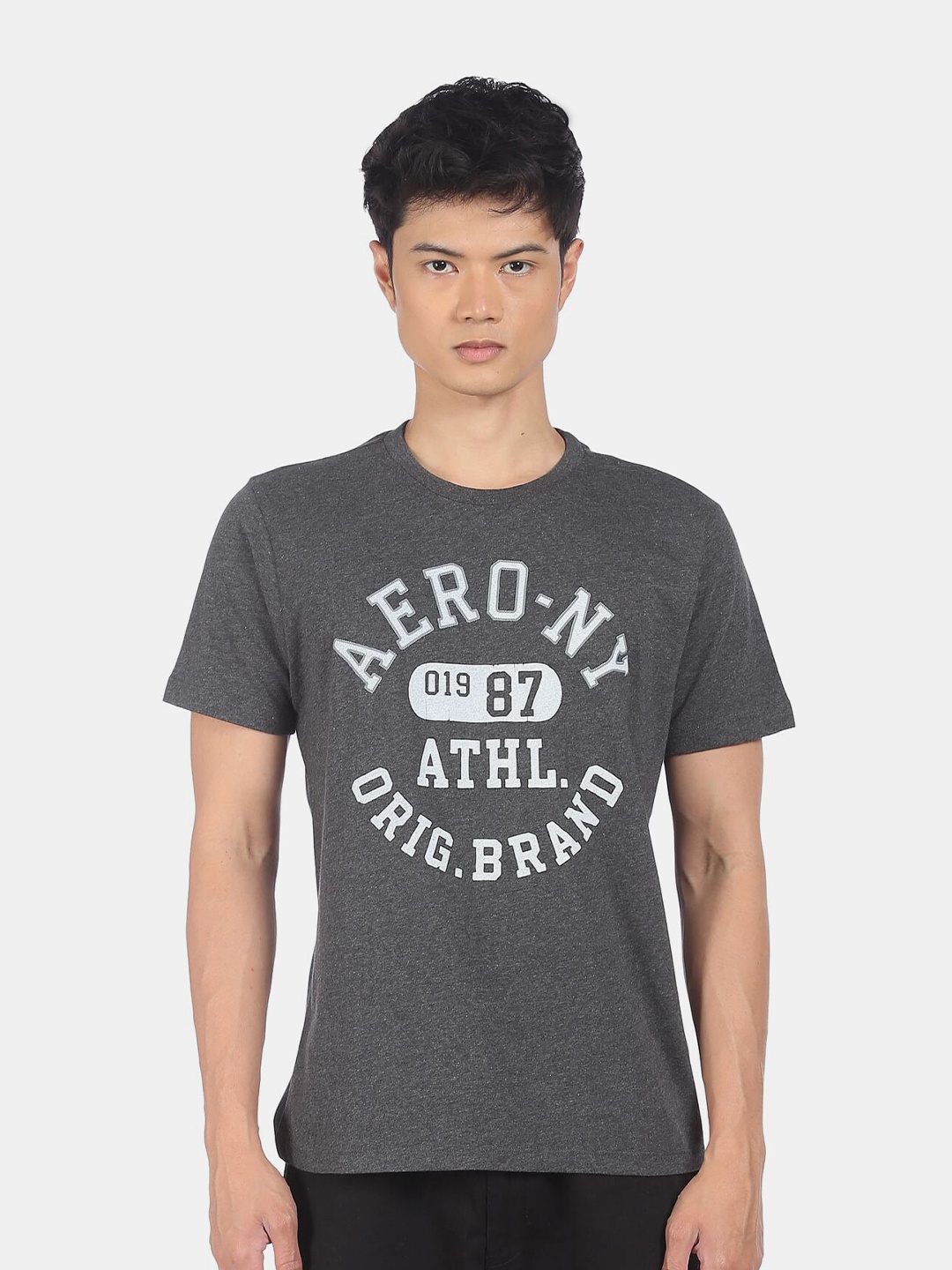 

Aeropostale Men Charcoal Typography Printed T-shirt