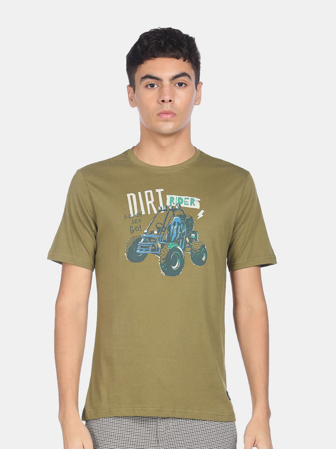 

Colt Men Green Biker Printed Cotton T-shirt