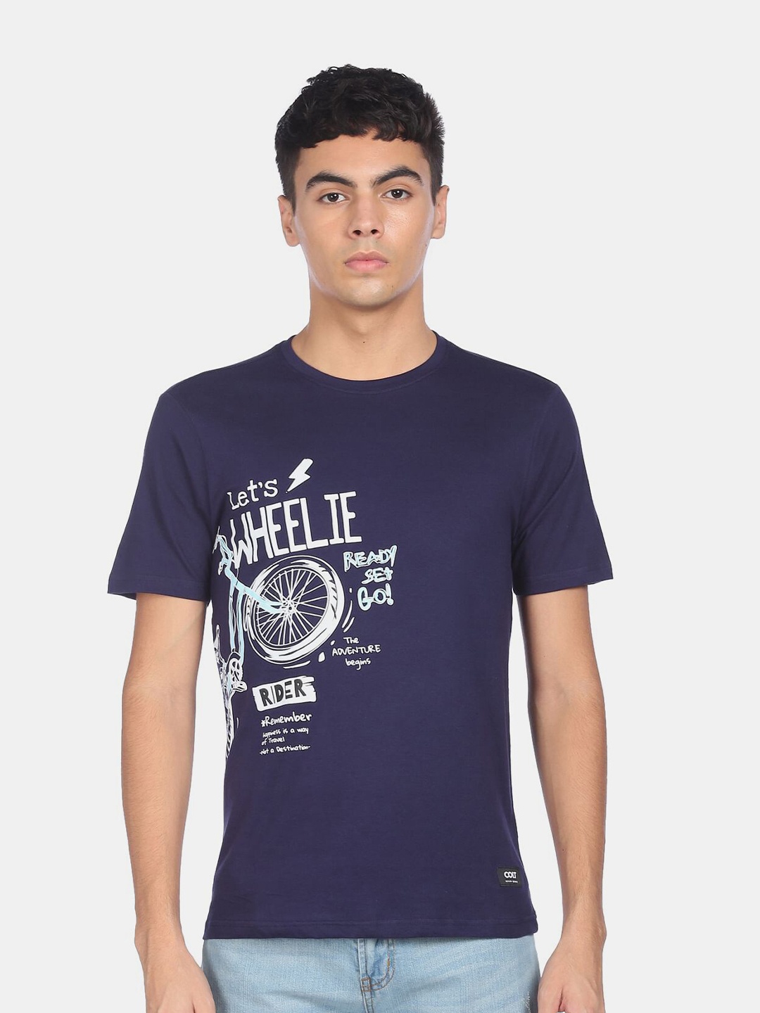 

Colt Men Blue Typography Printed Pure Cotton T-shirt