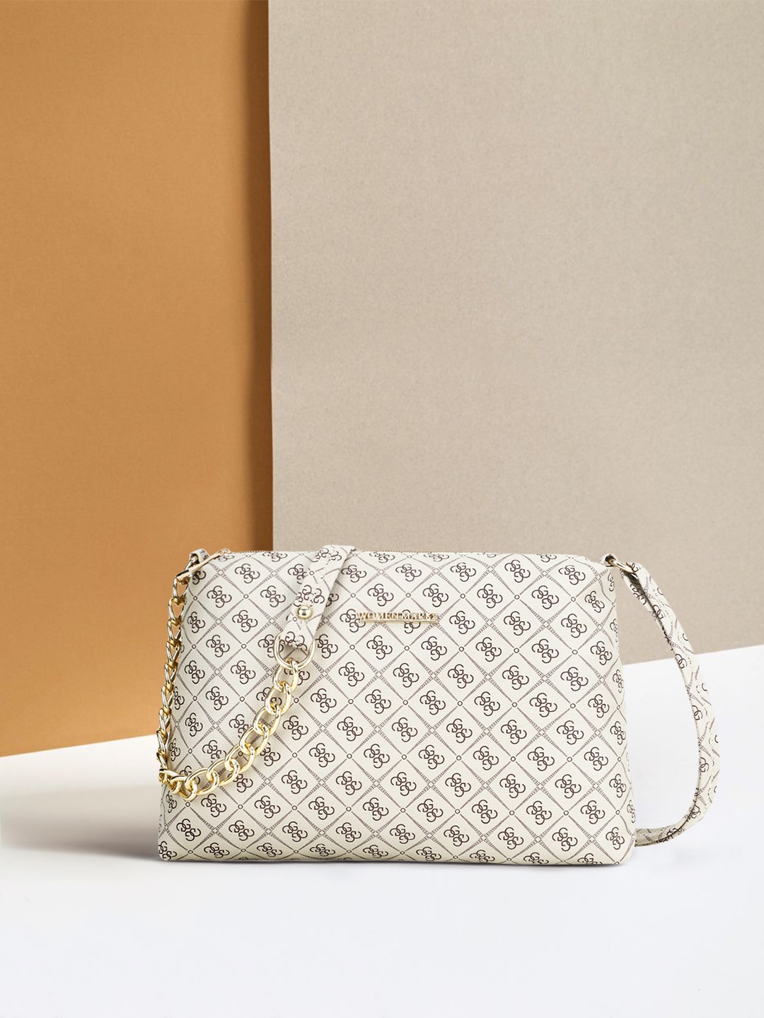 

WOMEN MARKS Beige Printed Structured Sling Bag