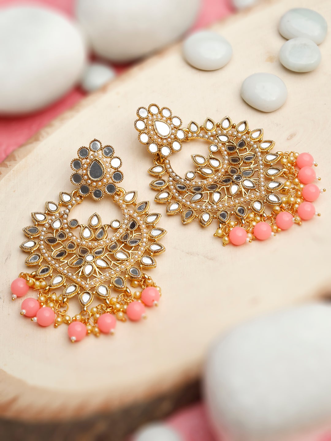 

Priyaasi Gold-Plated Contemporary Chandbalis Earrings