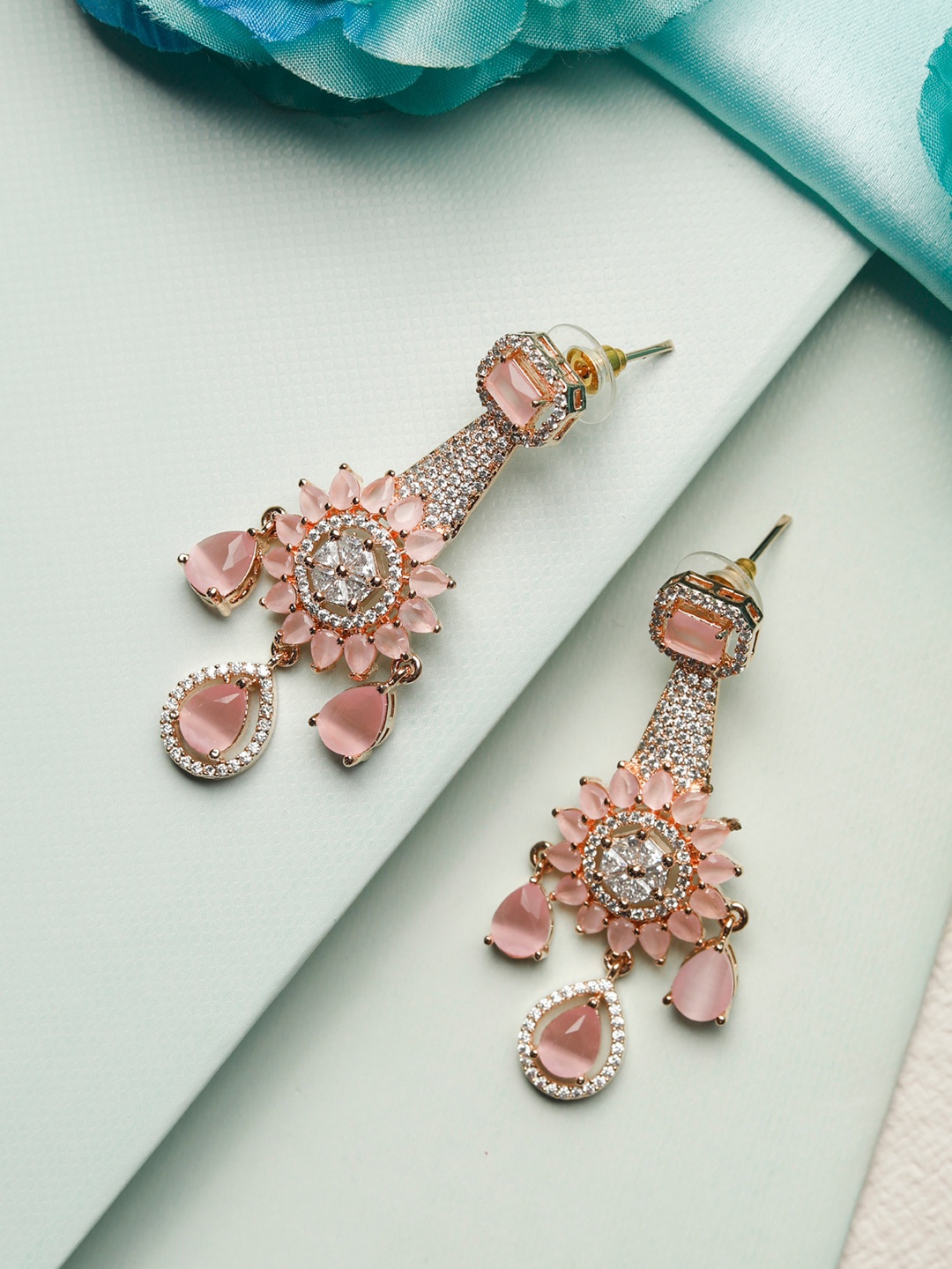 

Priyaasi Women Rose Gold Contemporary Drop Earrings