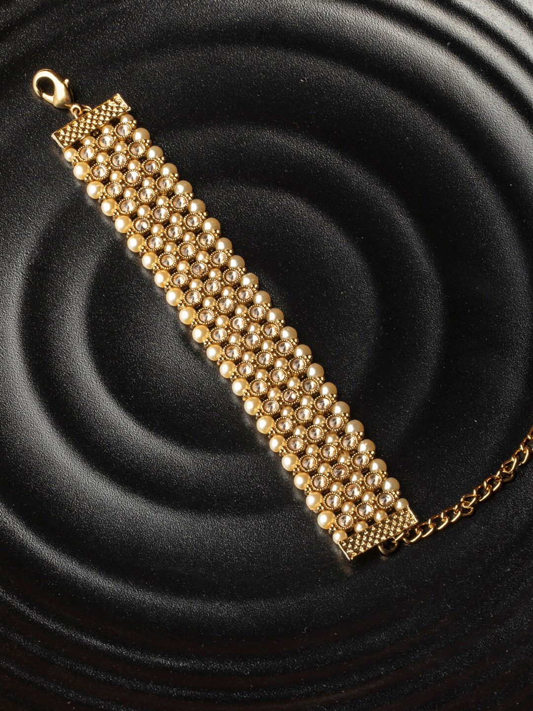 

Priyaasi Women Gold-Toned & Plated Kundan-Beaded Wraparound Bracelet