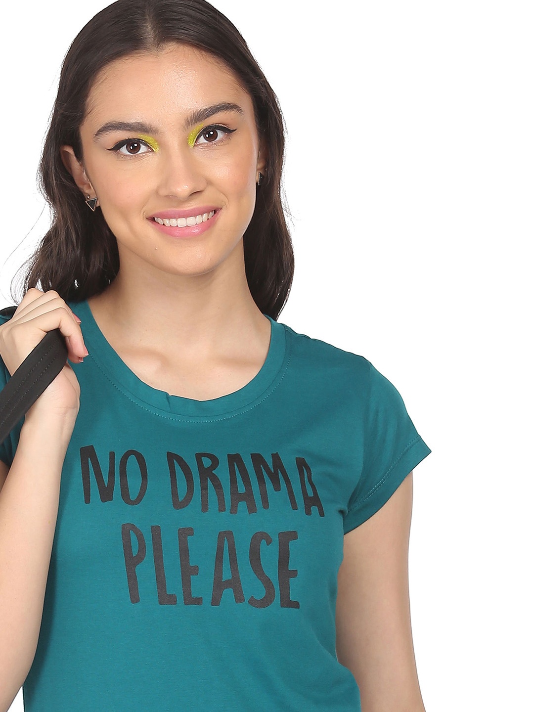 

Sugr Women Blue Typography Printed T-shirt