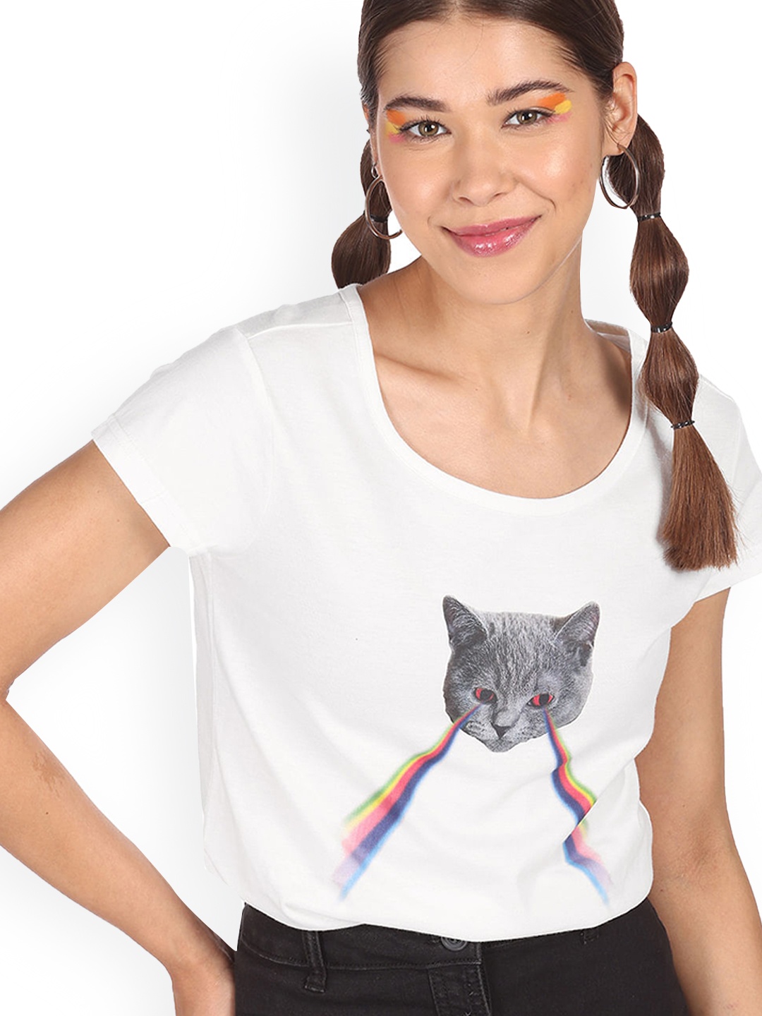 

Sugr Women White Cotton T-shirt