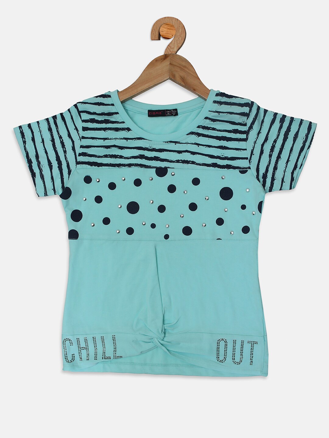

Ziama Blue & Navy Blue Printed Top