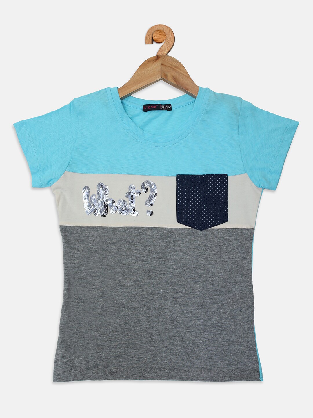 

Ziama Turquoise Blue Colourblocked Top