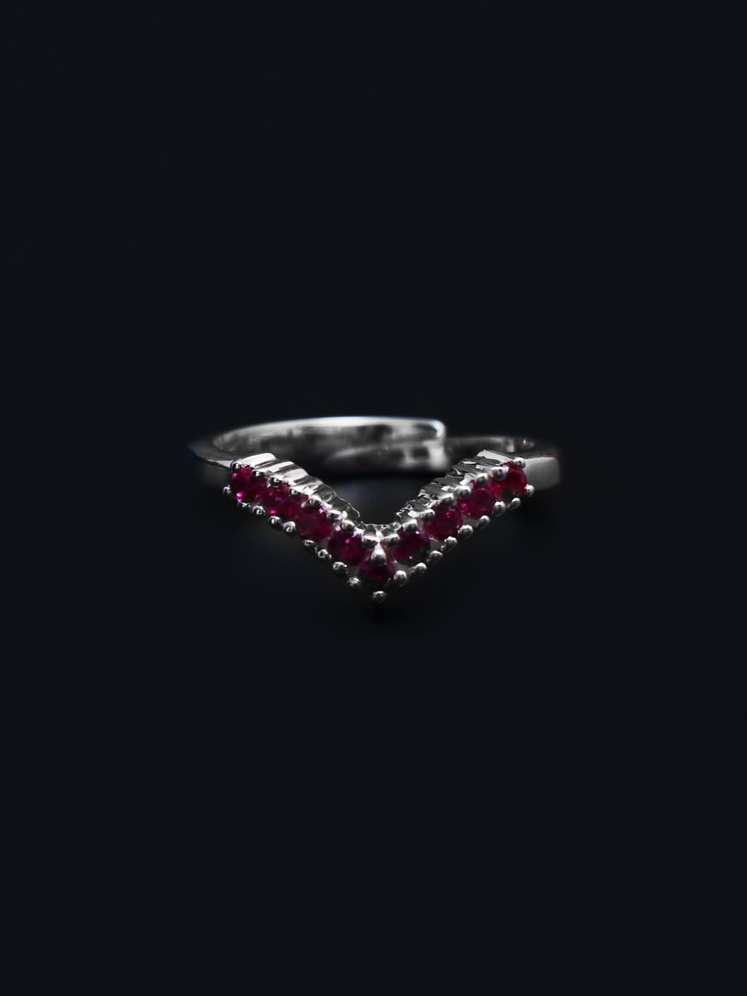 

HIFLYER Rhodium-Plated Pink CZ-Studded Adjustable Finger Ring