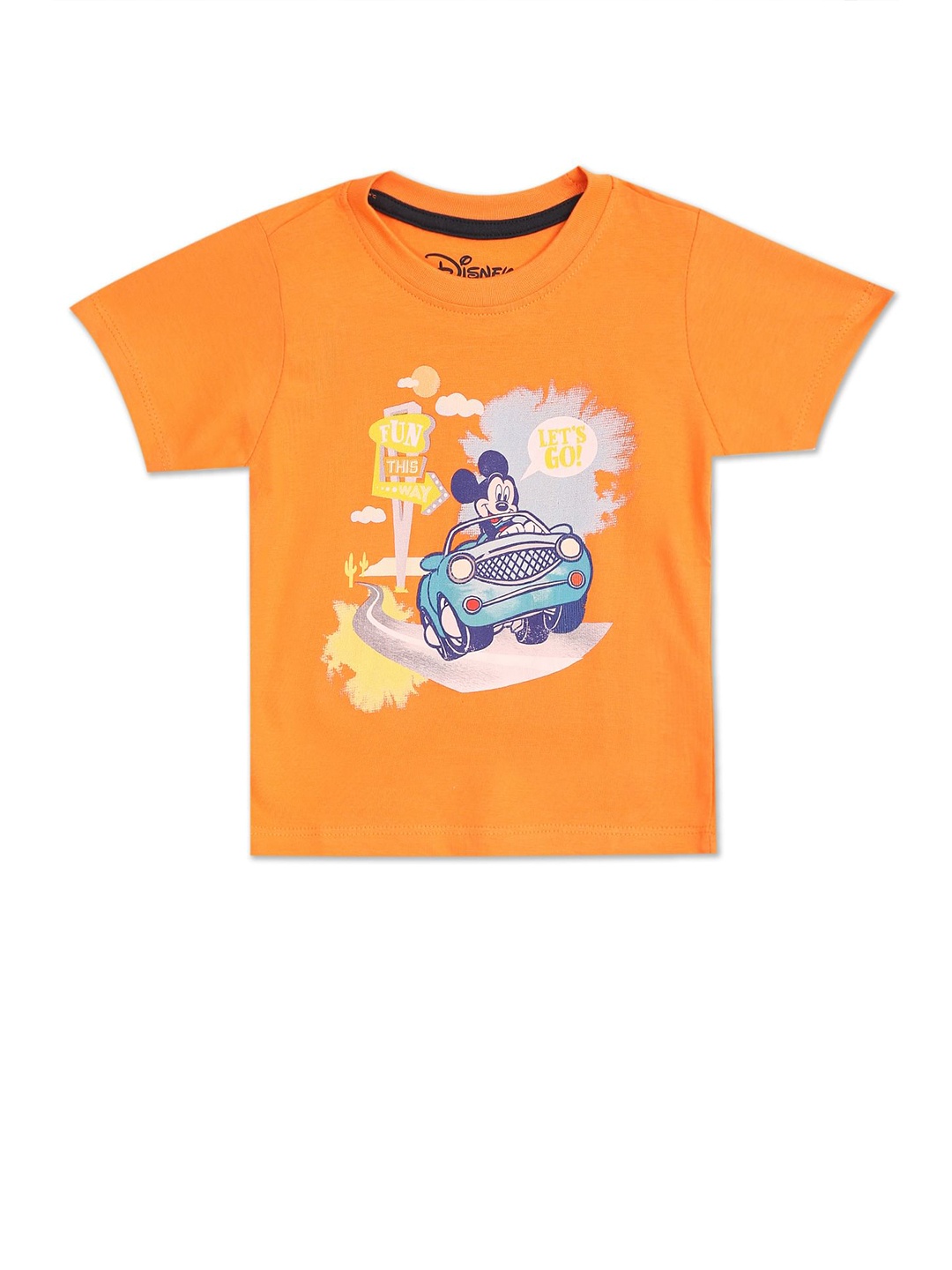 

Donuts Boys Orange Mickey Mouse Printed T-shirt