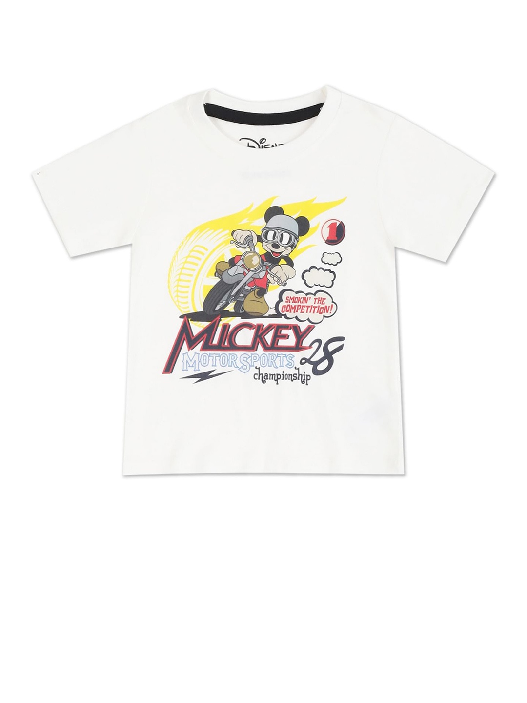 

Donuts Boys White Mickey Mouse Printed Cotton T-shirt