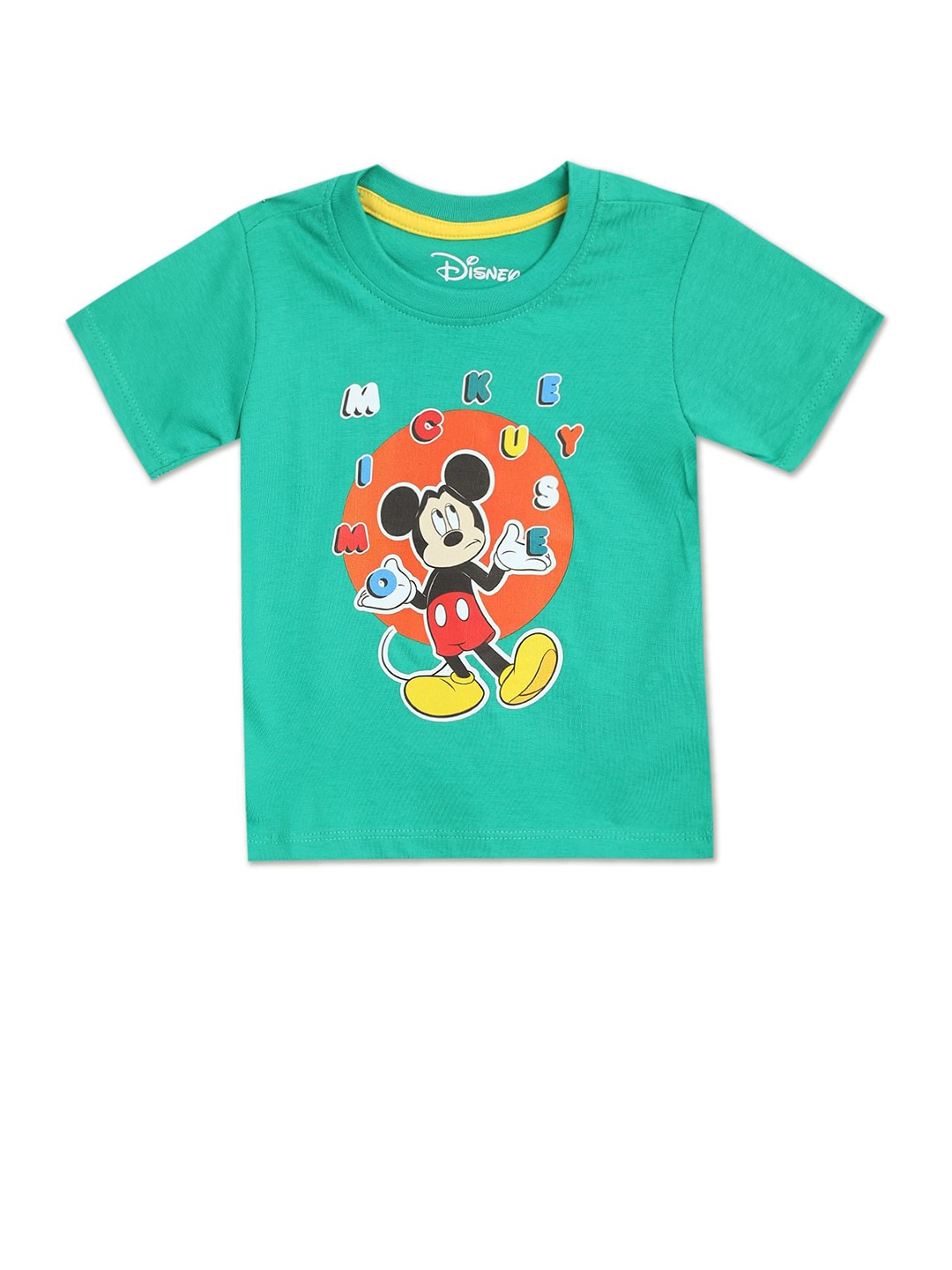 

Donuts Boys Green Mickey Mouse Printed T-shirt