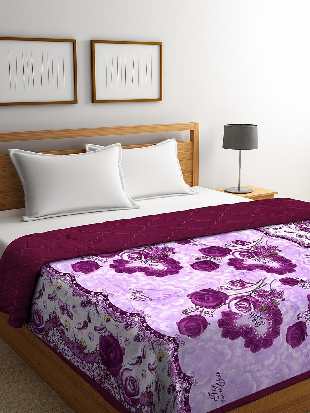 

Dhrohar Purple & White Floral Printed 500 GSM Double Bed Quilt