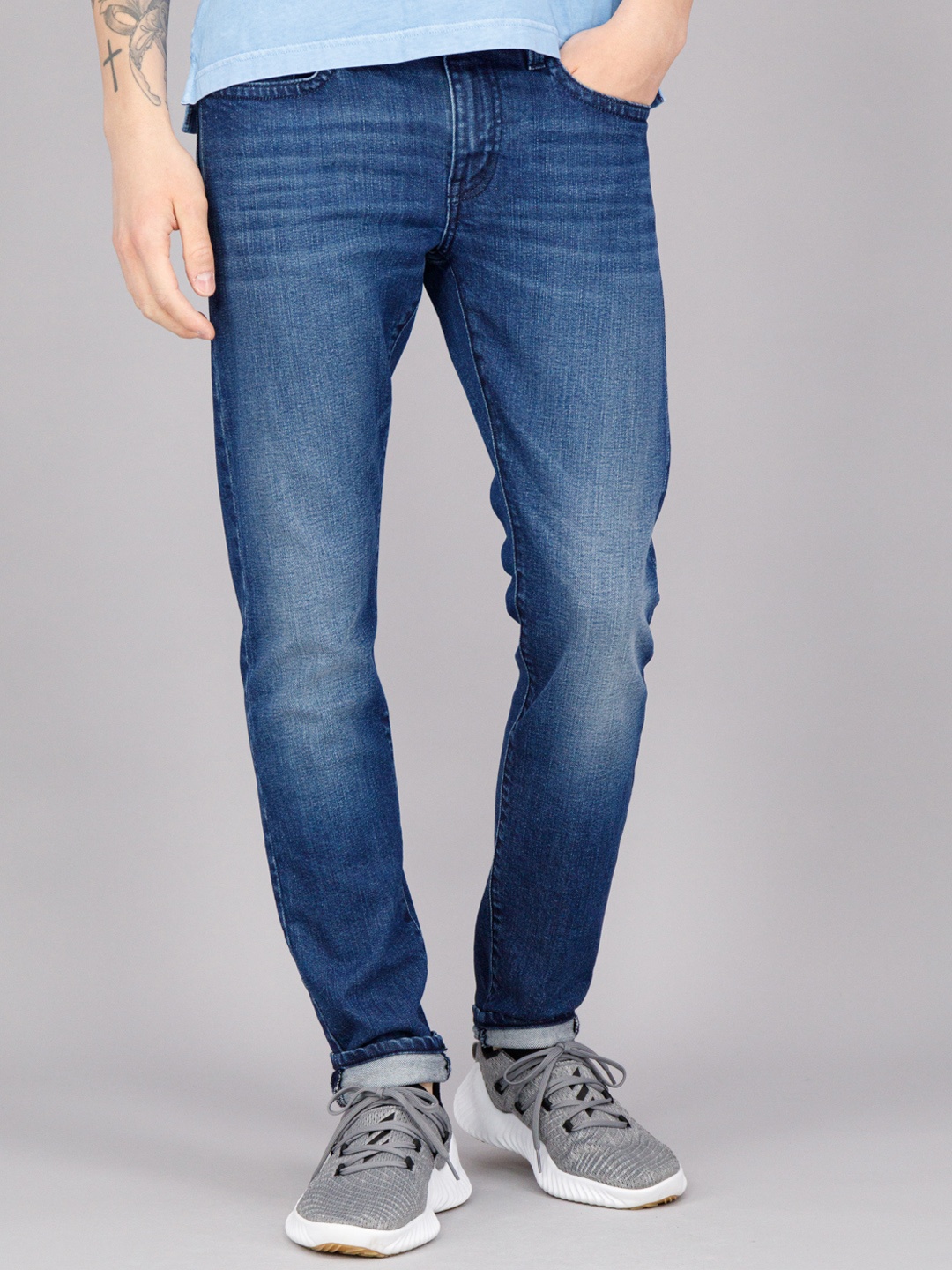 

FREESOUL Men Blue Slim Fit Heavy Fade Stretchable Cotton Jeans