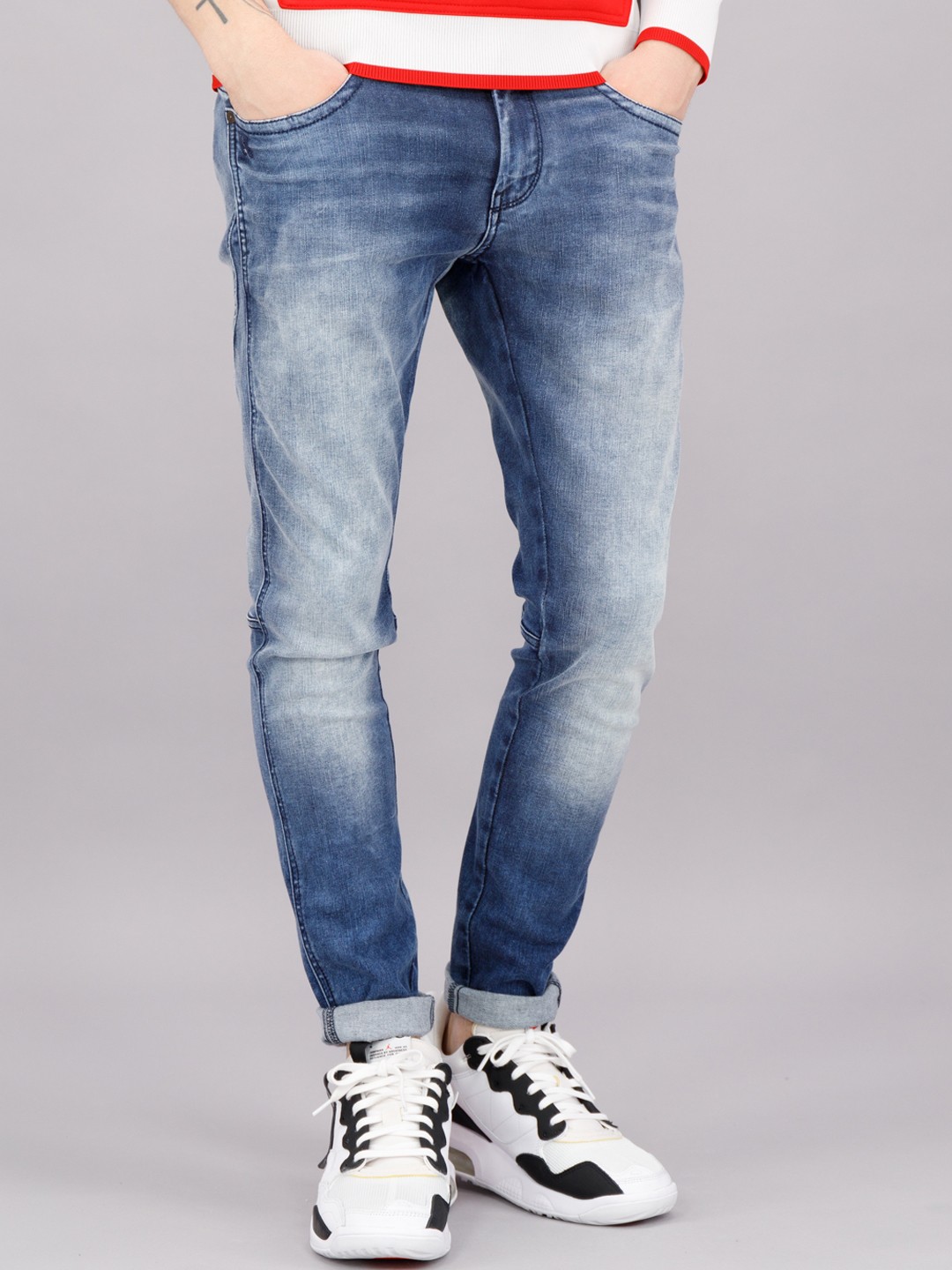 

FREESOUL Men Blue Skinny Fit Heavy Fade Jeans