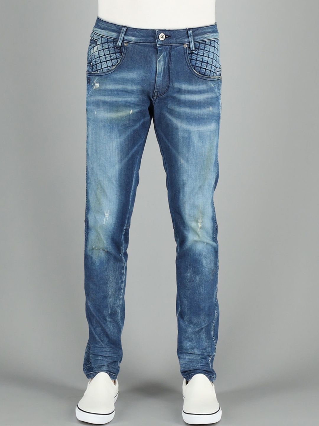 

FREESOUL Men Blue Skinny Fit Mildly Distressed Heavy Fade Cotton Jeans