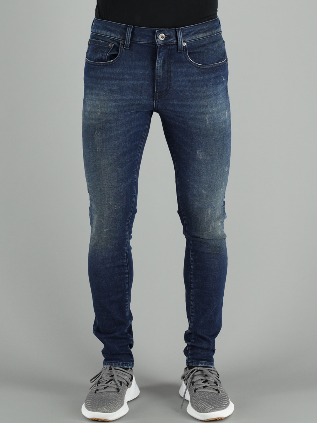 

FREESOUL Men Blue Skinny Fit Low Distress Heavy Fade Jeans