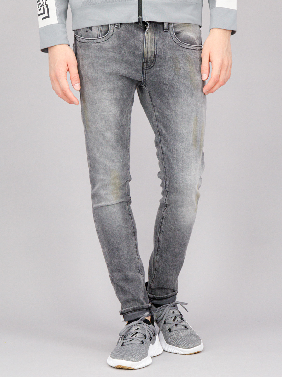 

FREESOUL Men Grey Skinny Fit Mildly Distressed Heavy Fade Jeans