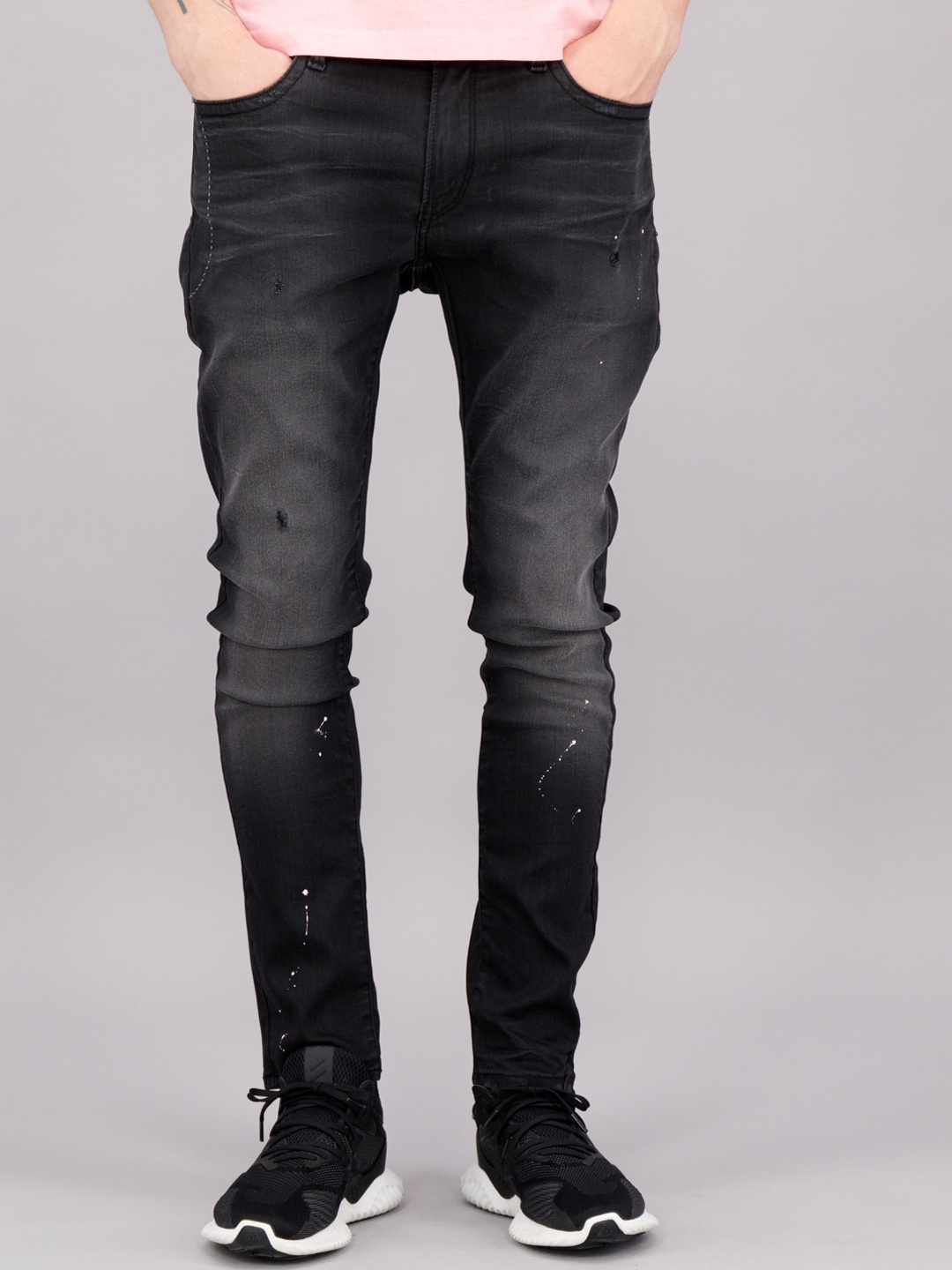 

FREESOUL Men Black Skinny Fit Mildly Distressed Jeans