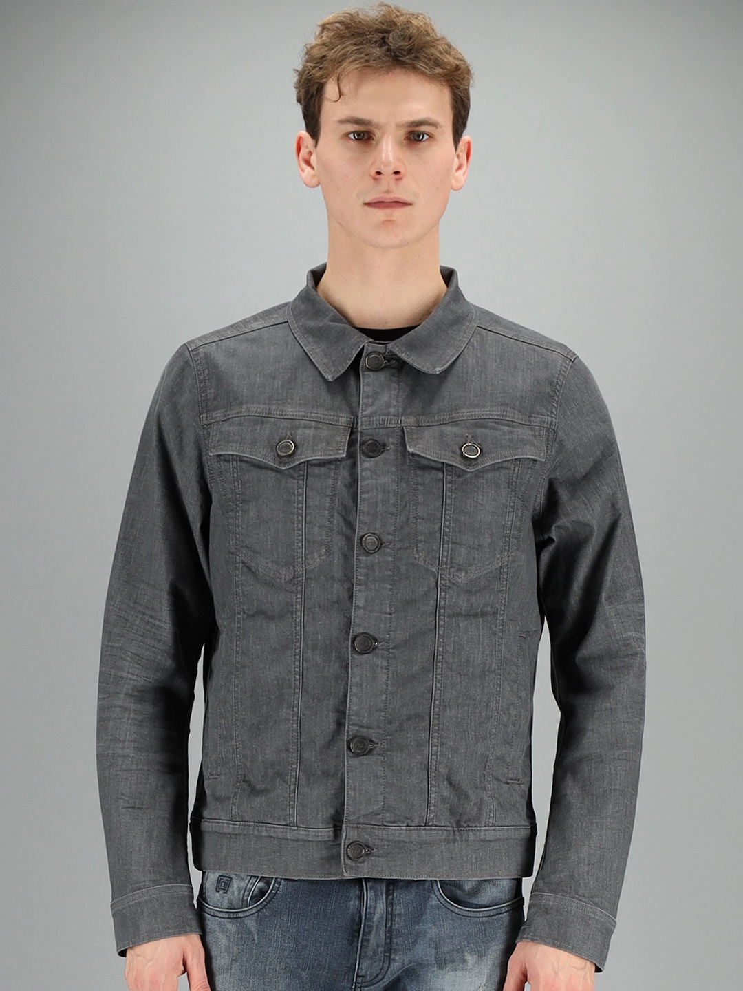 

FREESOUL Men Grey Denim Jacket