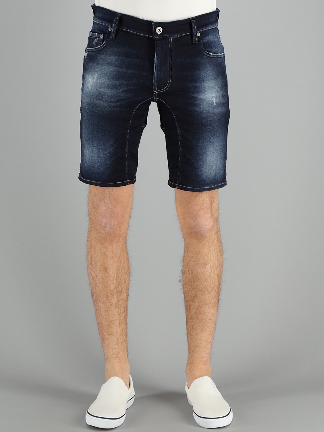 

FREESOUL Men Blue Washed Denim Shorts