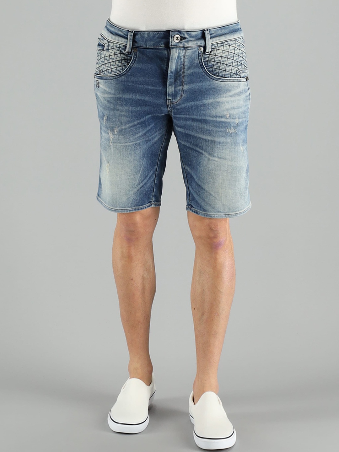

FREESOUL Men Blue Washed Denim Shorts