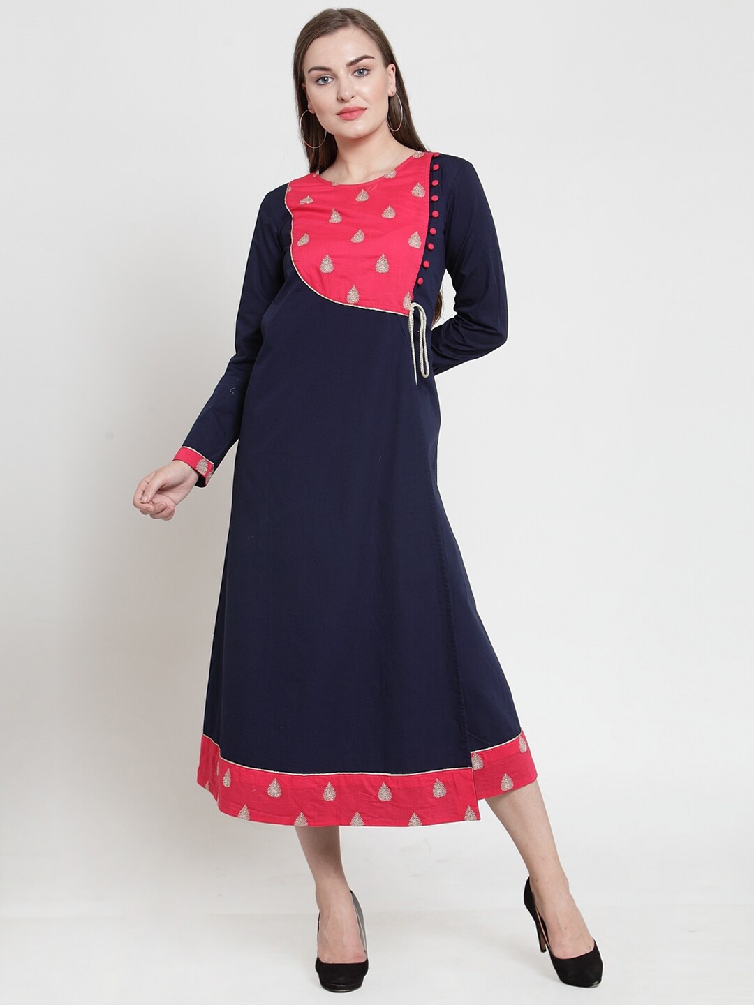 

Purple State Blue Ethnic Motifs Ethnic Midi Dress