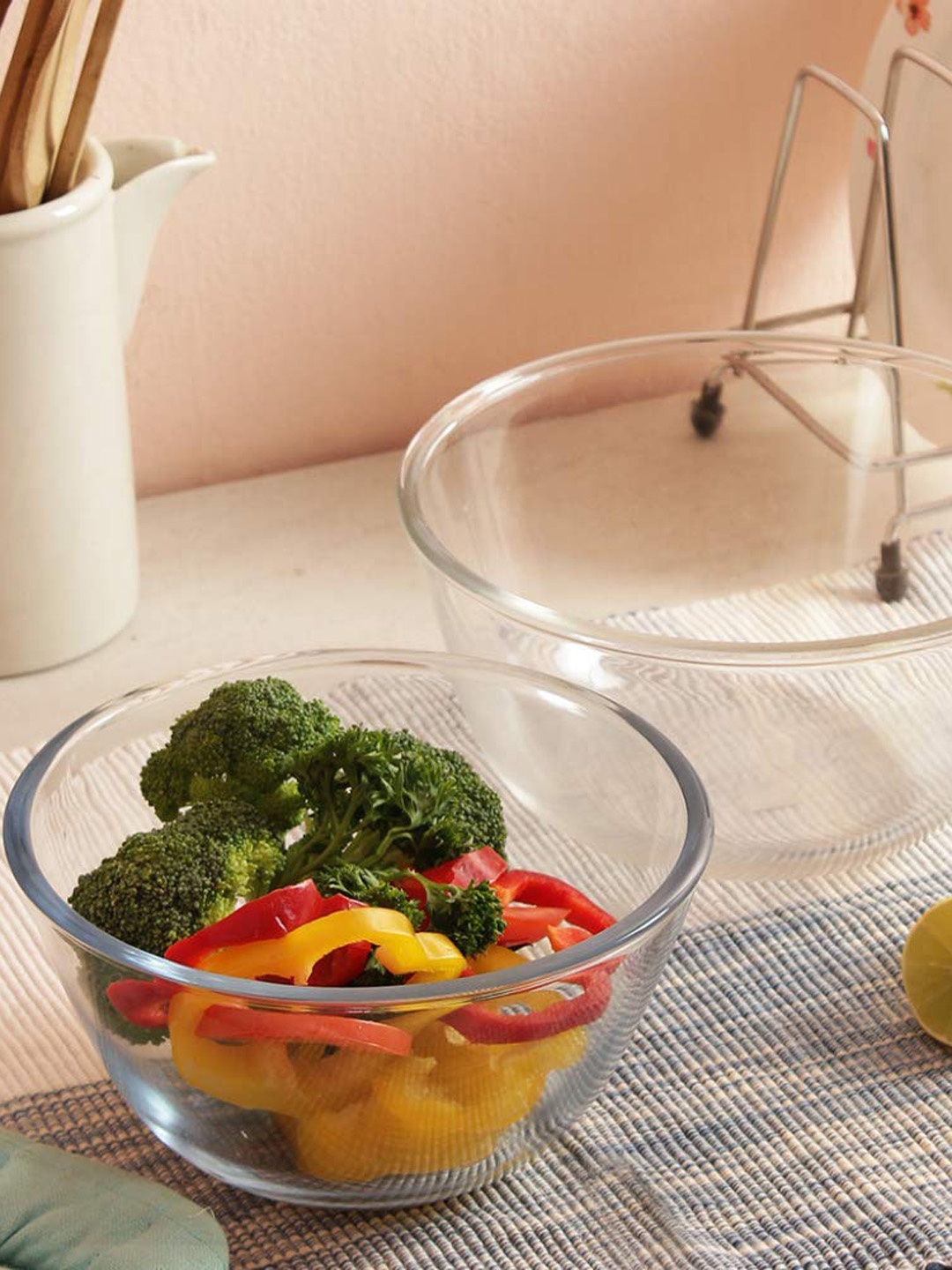 

Femora Transparent Glass Mixing Bowl Oven & Microwave Safe Set Of 2