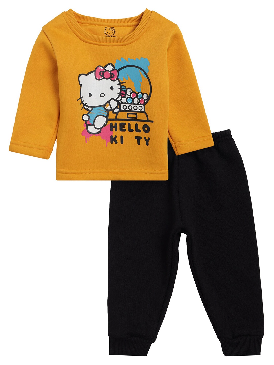 

Bodycare Kids Girls Mustard & Black Printed Pure Cotton Top with Leggings